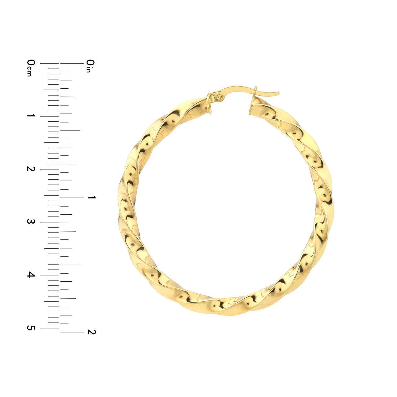 35x3mm 14K gold twisted round hoop earrings, elegant rope design