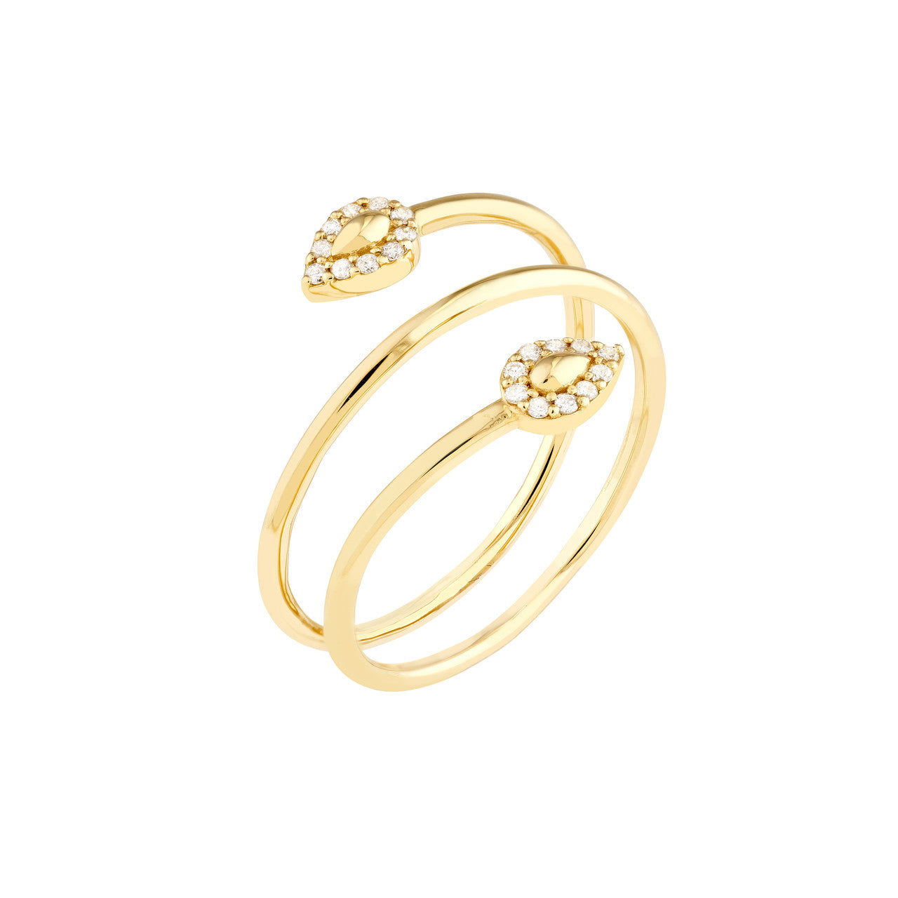 Snake Head Diamond Tip Wrap Ring - VIA Jewelers
