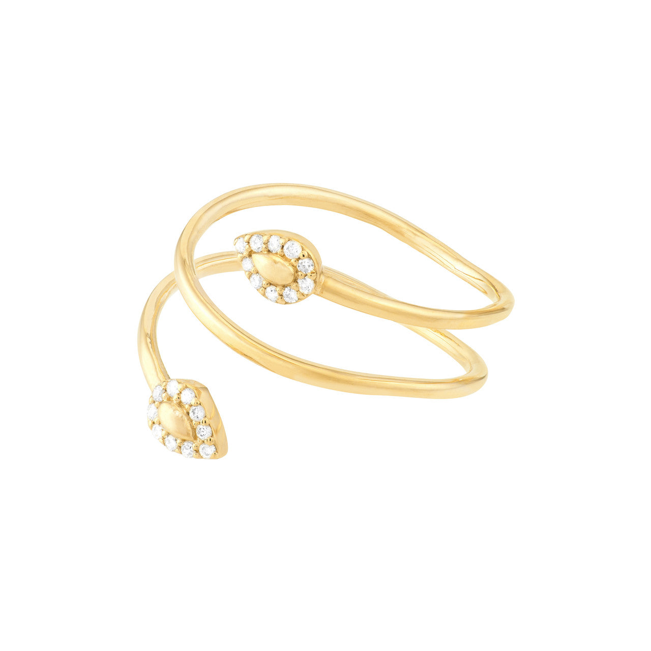 Snake head diamond tip wrap ring from My Store featuring intricate detailing and a shimmering finish.
