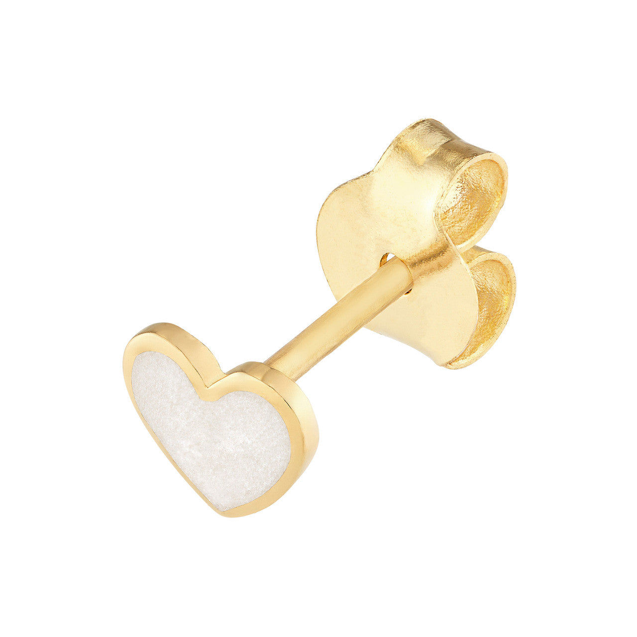 Simple white heart stud earrings by My Store, featuring a classic design and polished finish.