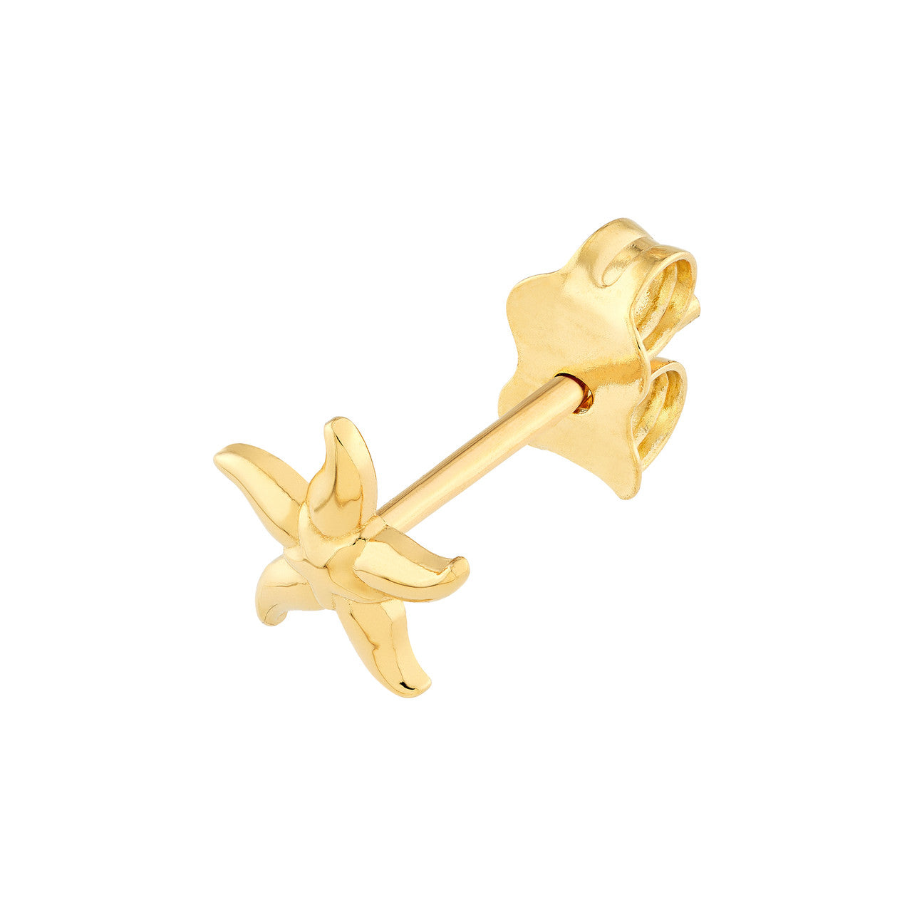 Simple starfish stud earrings in silver by My Store, featuring a delicate and minimalist design.