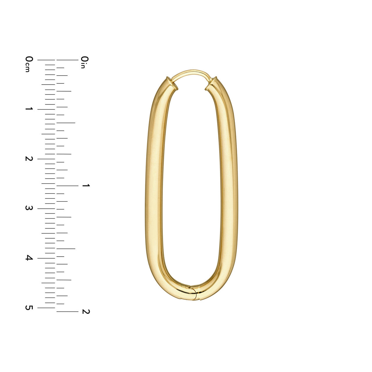 38.3mm 14K gold oval hinged hoop earrings, elongating shape