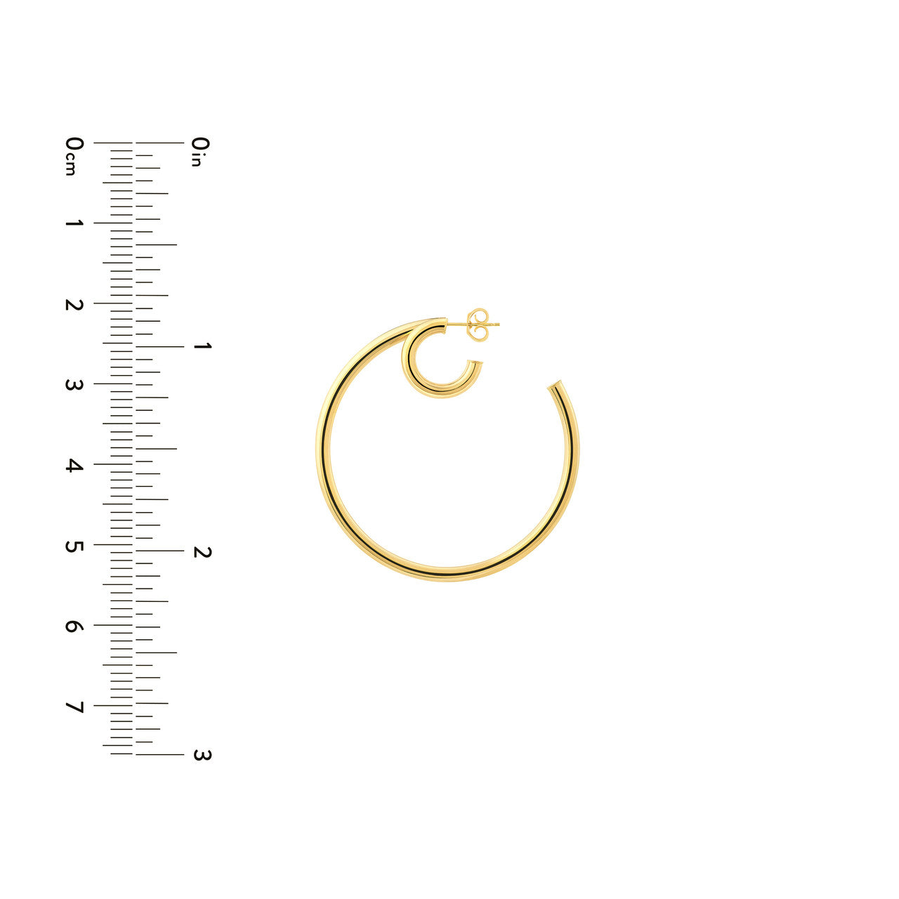 50mm 14K gold double hoop earrings, statement scale
