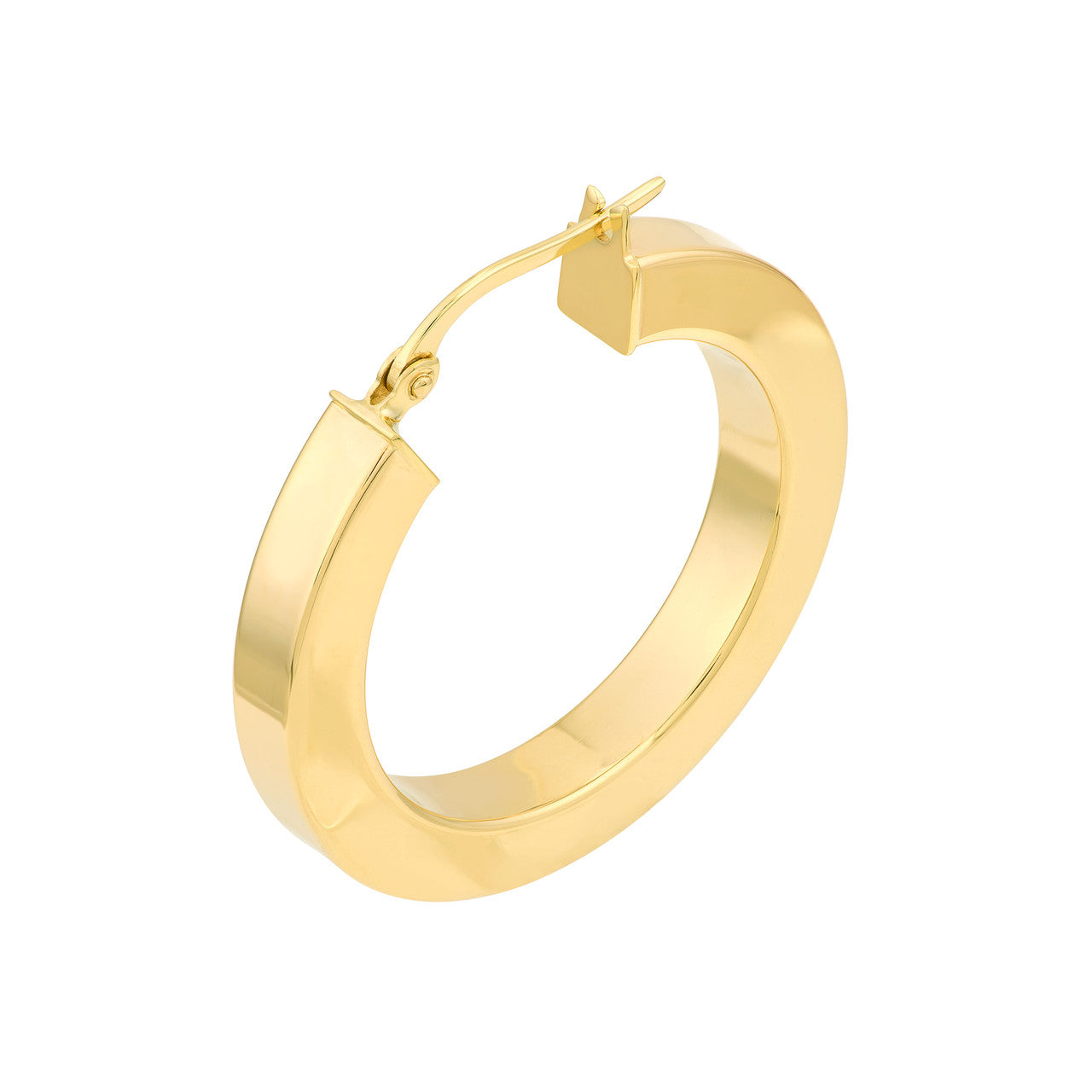 20mm 14K gold square tube hoop earrings with a geometric design