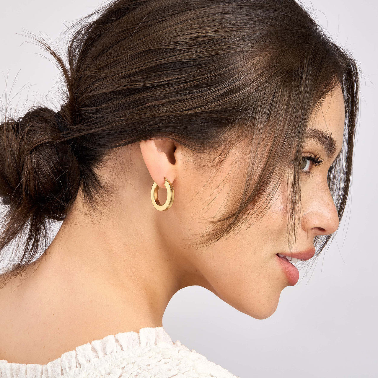 15mm Round Square Tube Hoop Earrings