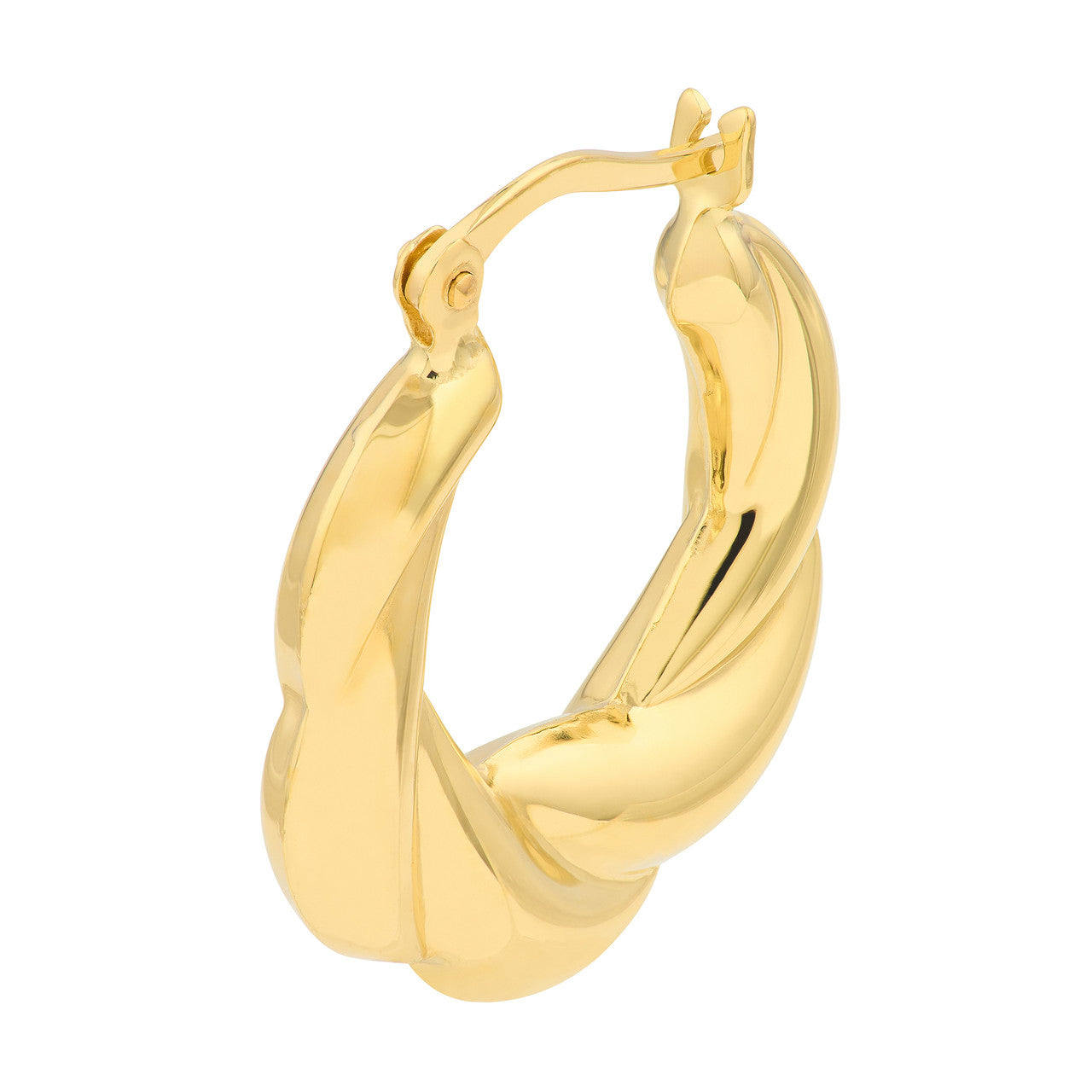 Simple twisted round hoop earrings by My Store, showcasing a unique spiral design in a polished finish.