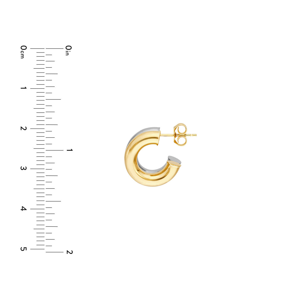 Small double two-tone open hoop earrings by VIA Jewelers, showcasing a sleek and modern design in gold and silver.