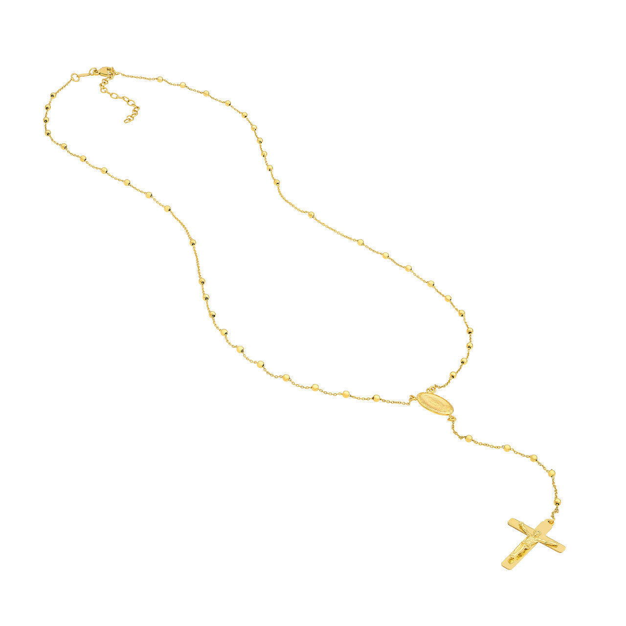 Traditional rosary necklace featuring a crucifix, crafted with elegant beads and a classic design.