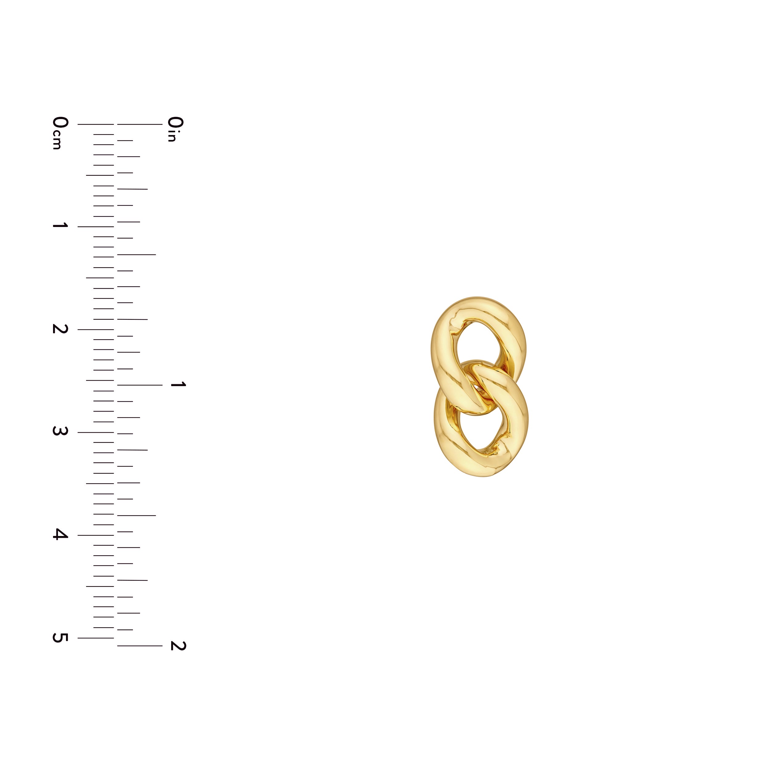 14K gold link dangle earrings, close-up of the links