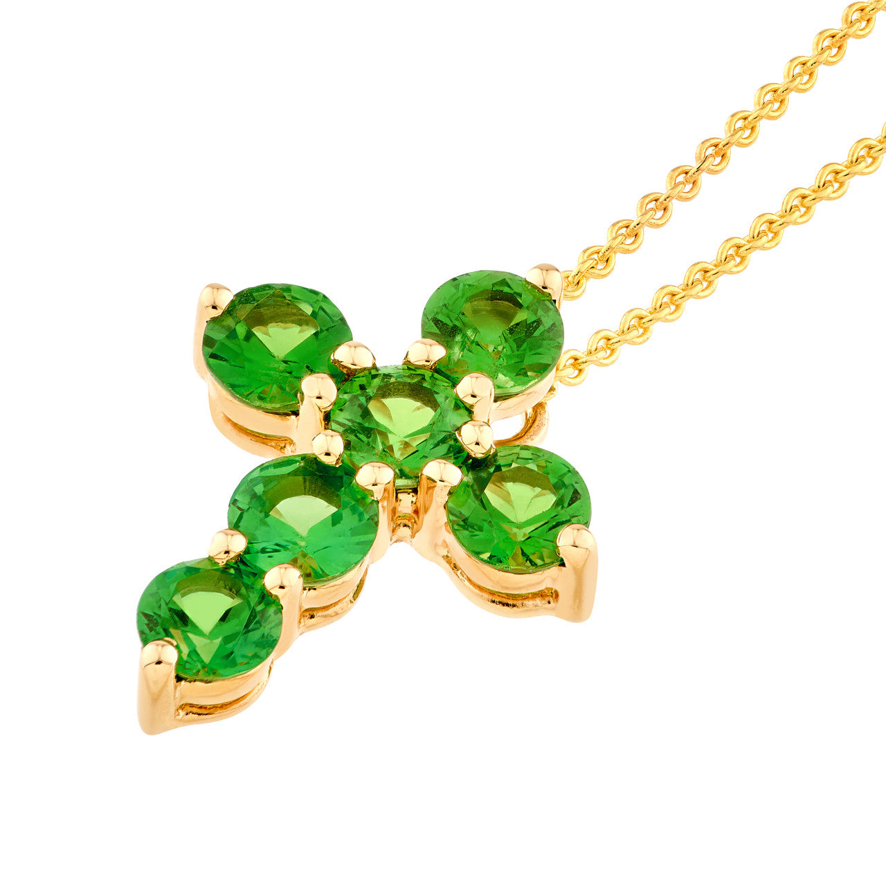 Tsavorite Stone Cross Pendant - VIA Jewelers