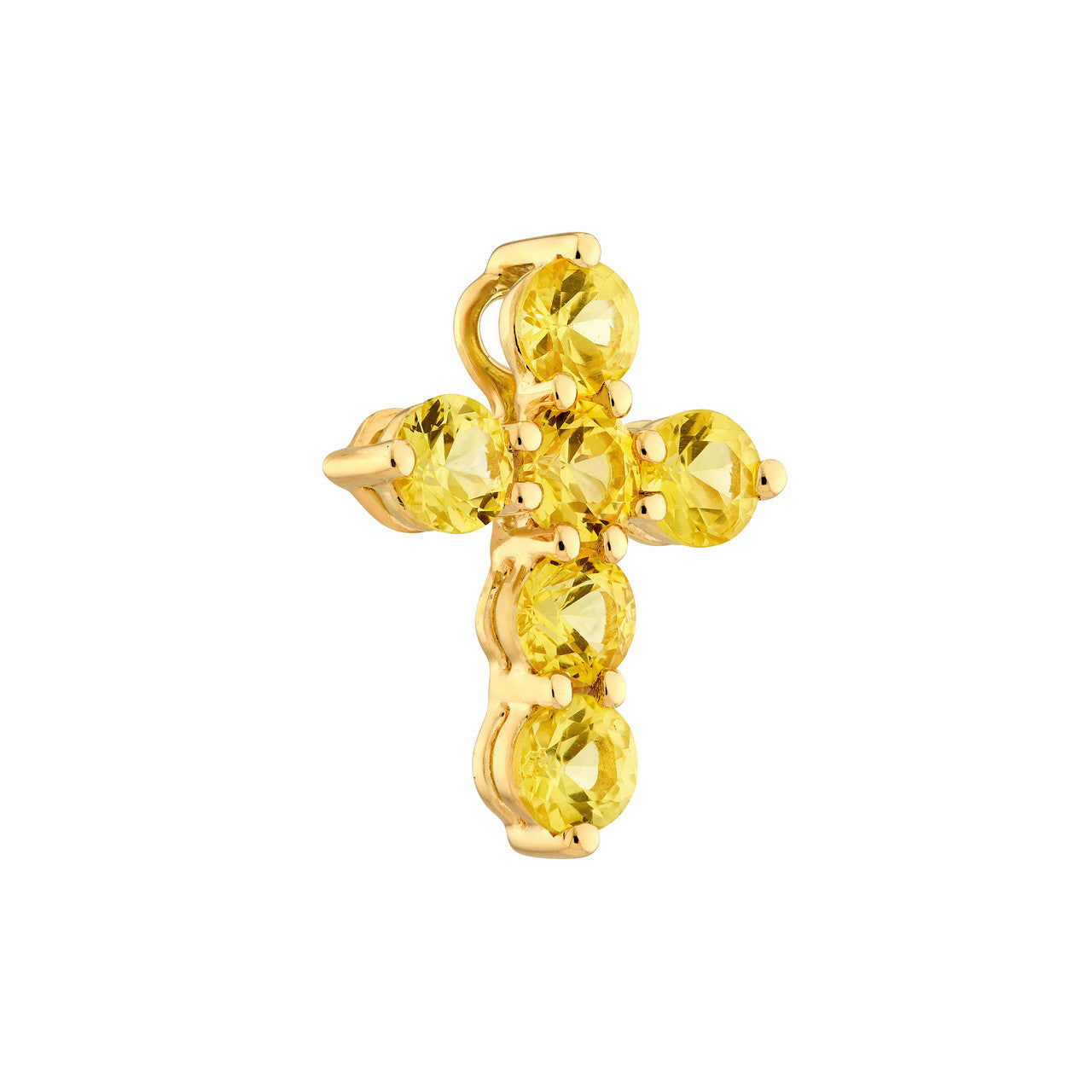 Yellow Sapphire Stone Cross Pendant - VIA Jewelers