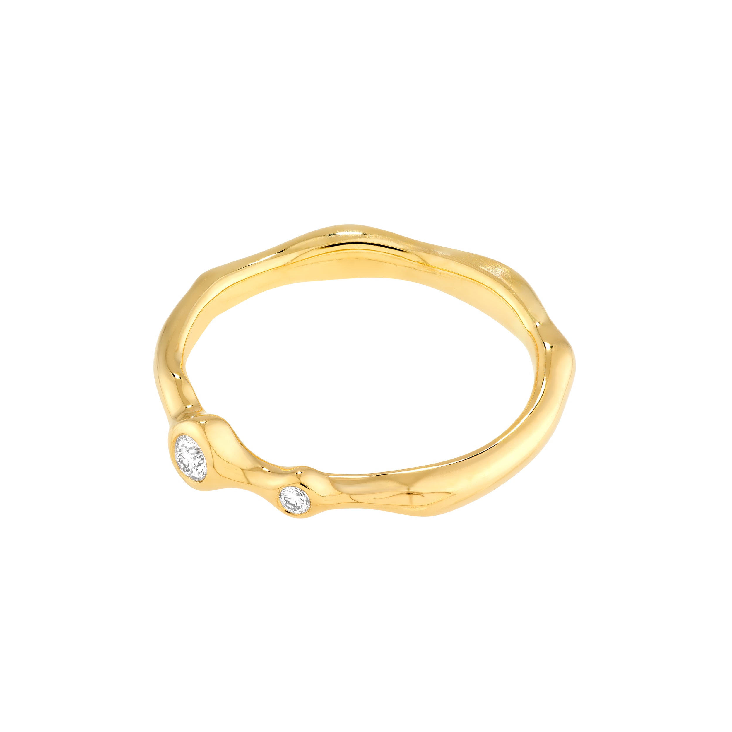 14K gold diamond duo organic ring, alternate view