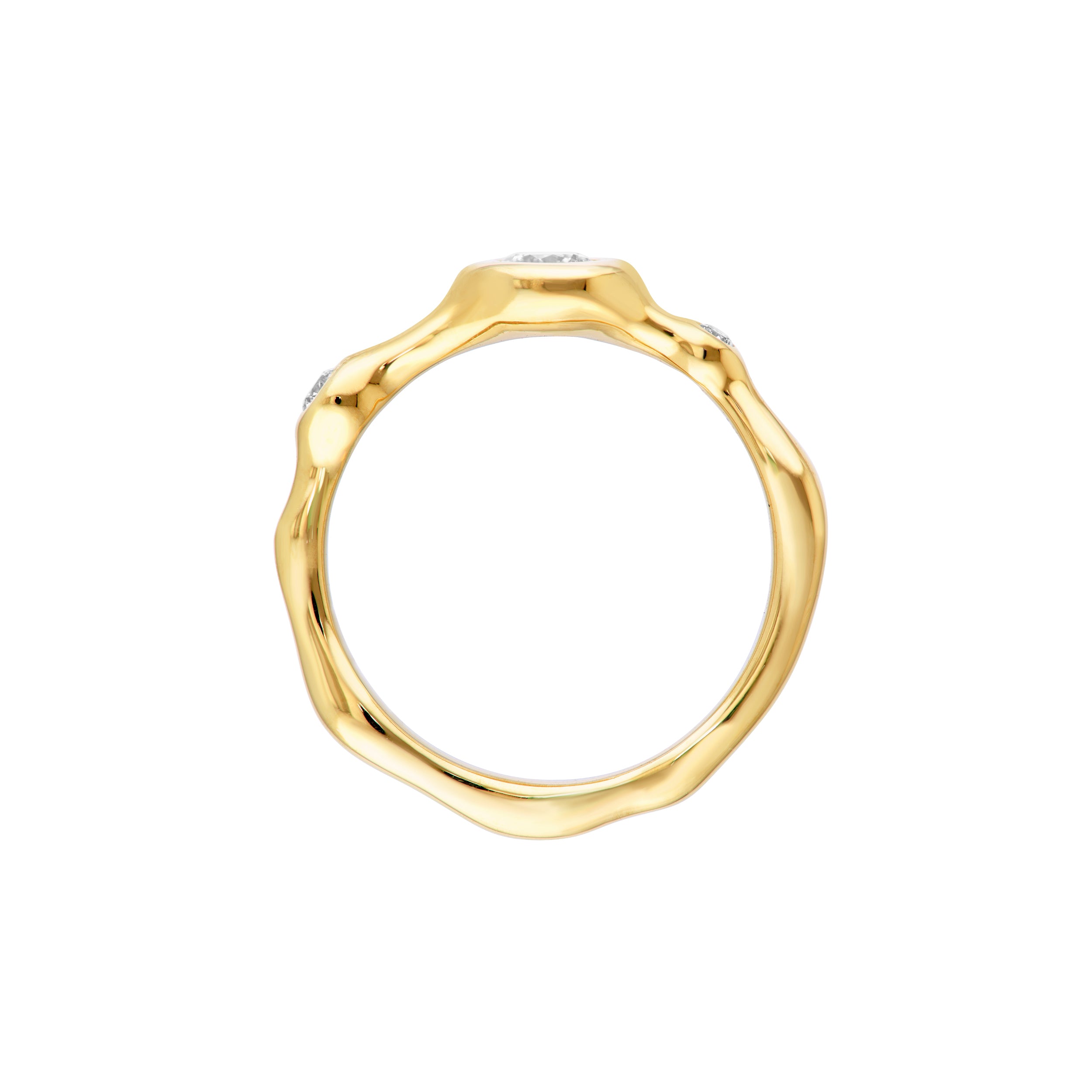 14K gold diamond trio organic ring, additional view