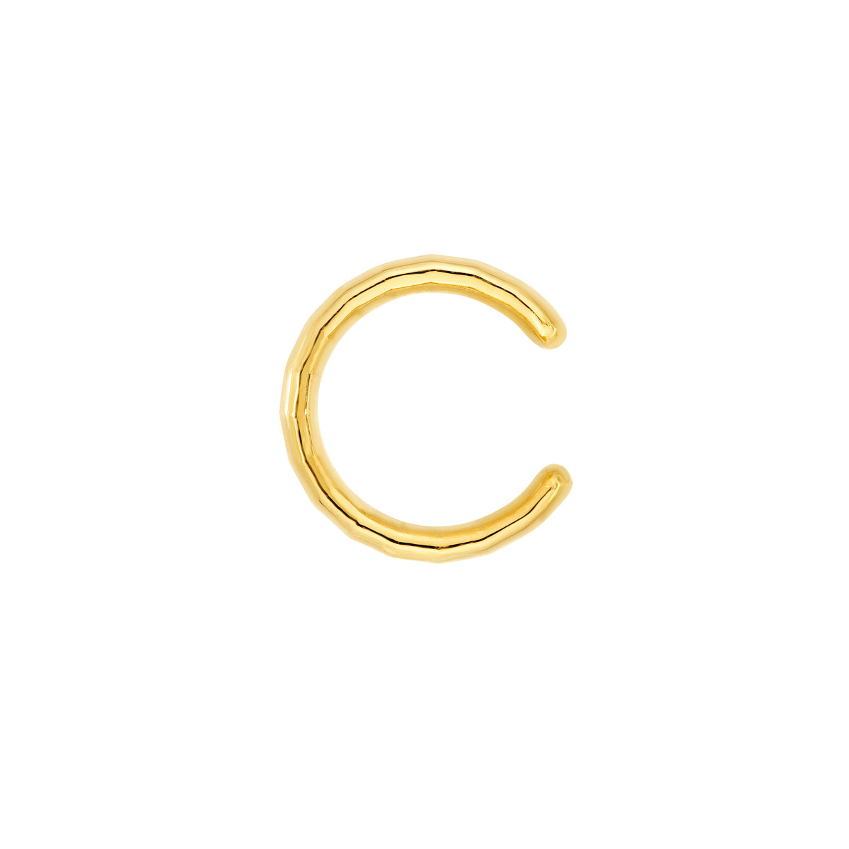 Wide textured 14K gold ear cuff, side view