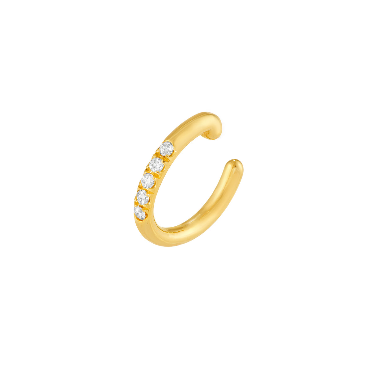 14K gold diamond thin ear cuff, alternate view