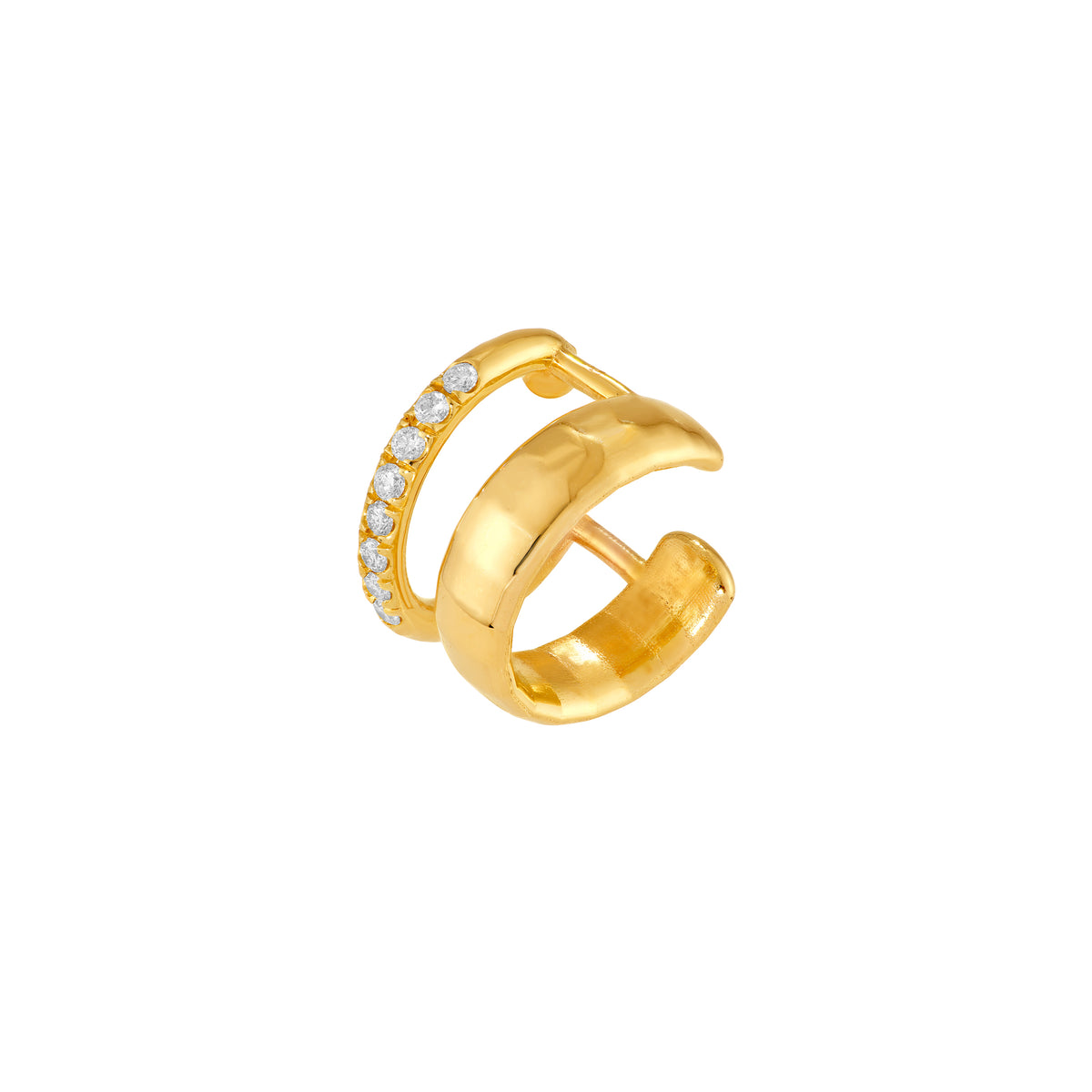 14K gold diamond double band ear cuff, alternate view