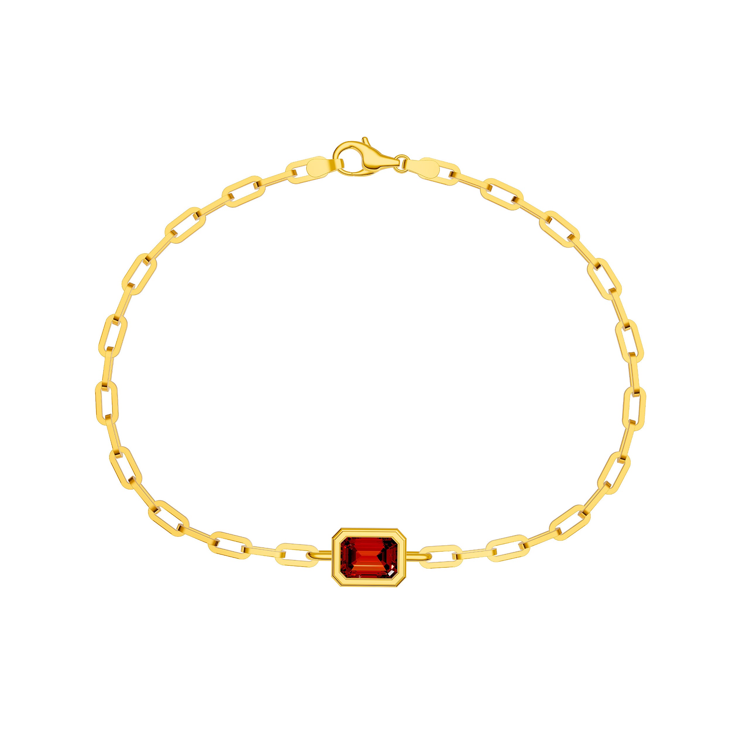 14K gold red garnet pendant Forzentina chain bracelet