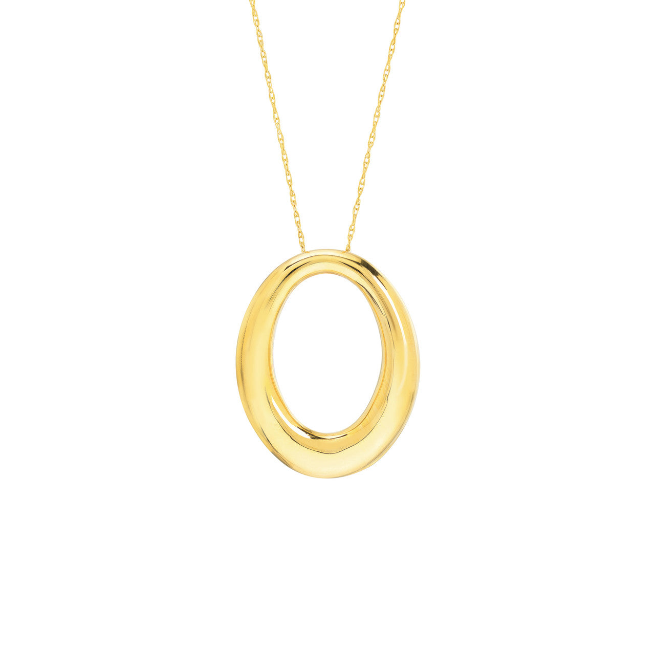 Tapered Puffy Oval Pendant Necklace