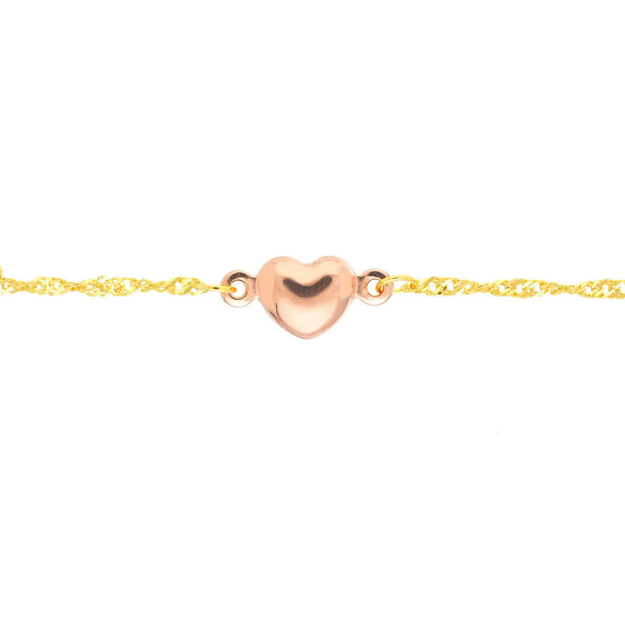 Two-Tone Rose Heart Trio Adjustable Anklet 2