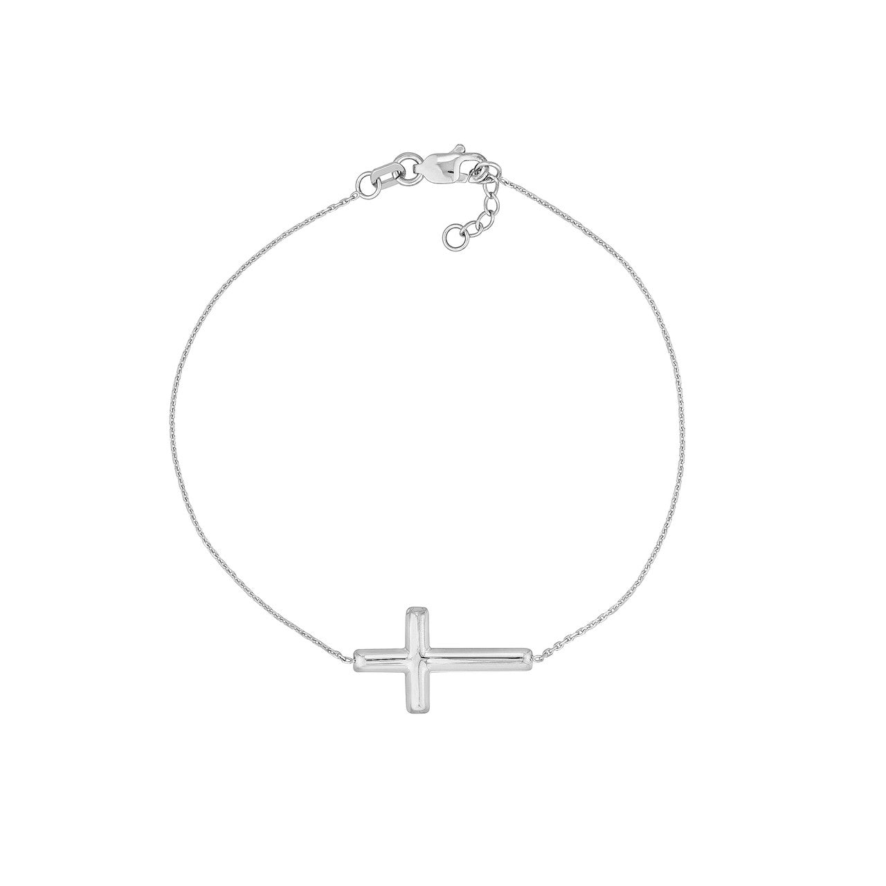 Sideways Cross Adjustable Bracelet - 7.50", white Gold