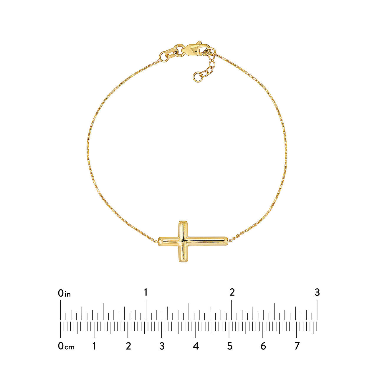 Sideways Cross Adjustable Bracelet - 7.50", Yellow