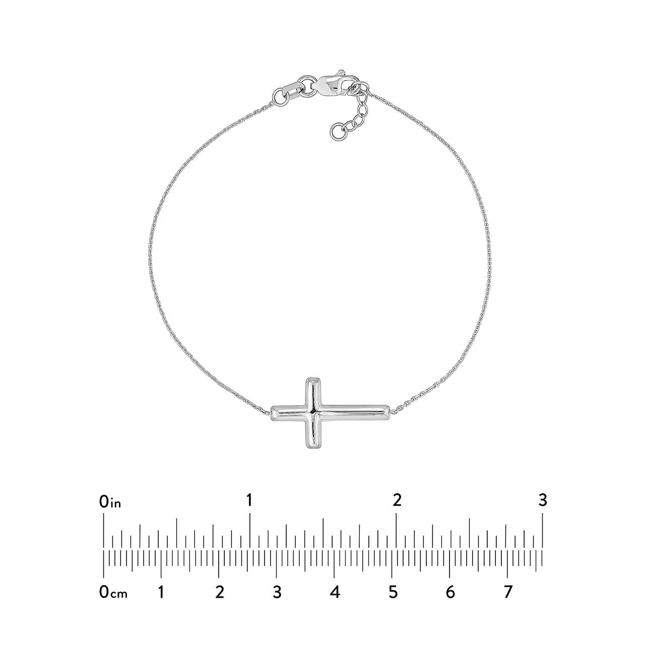 Sideways Cross Adjustable Bracelet - 7.50", white Gold 3