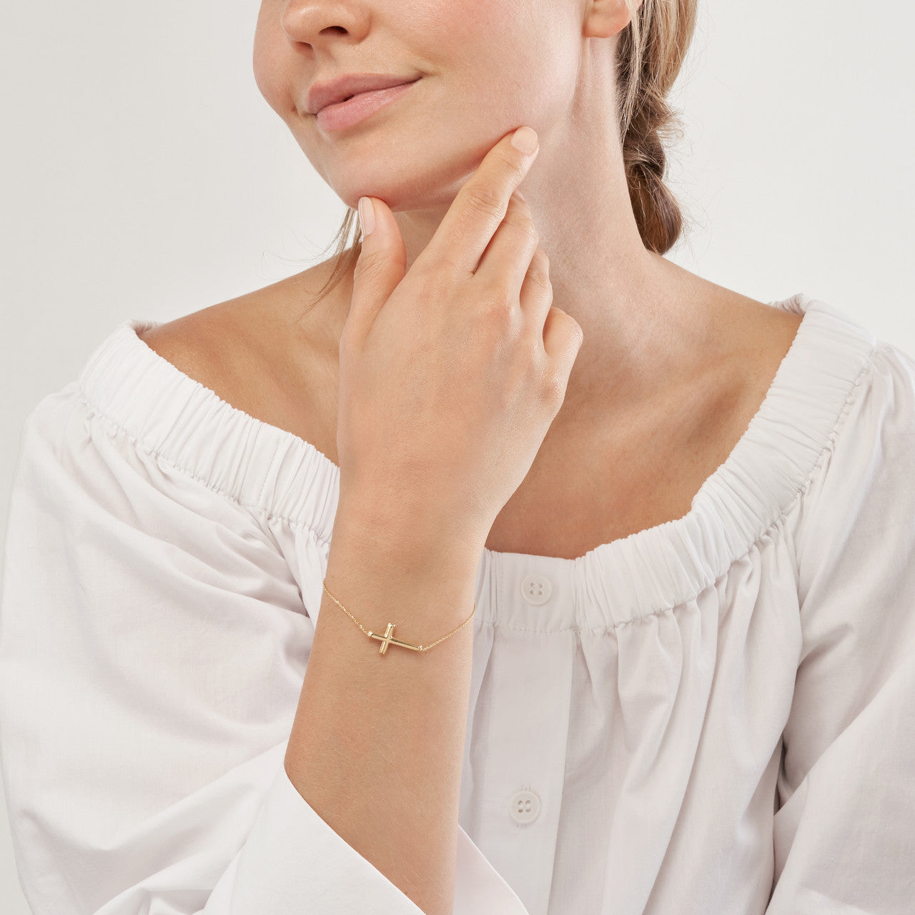 Sideways Cross Adjustable Bracelet - 7.50", Yellow 9