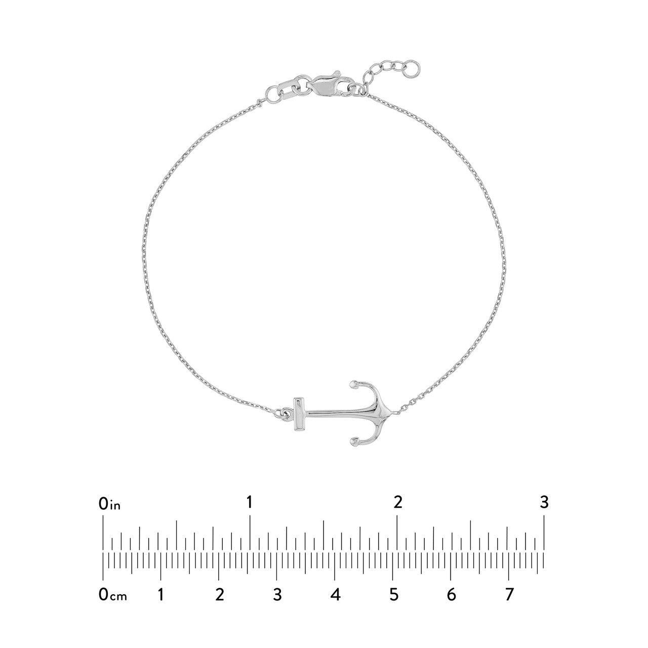 Sideways Anchor Adjustable Bracelet white gold 4