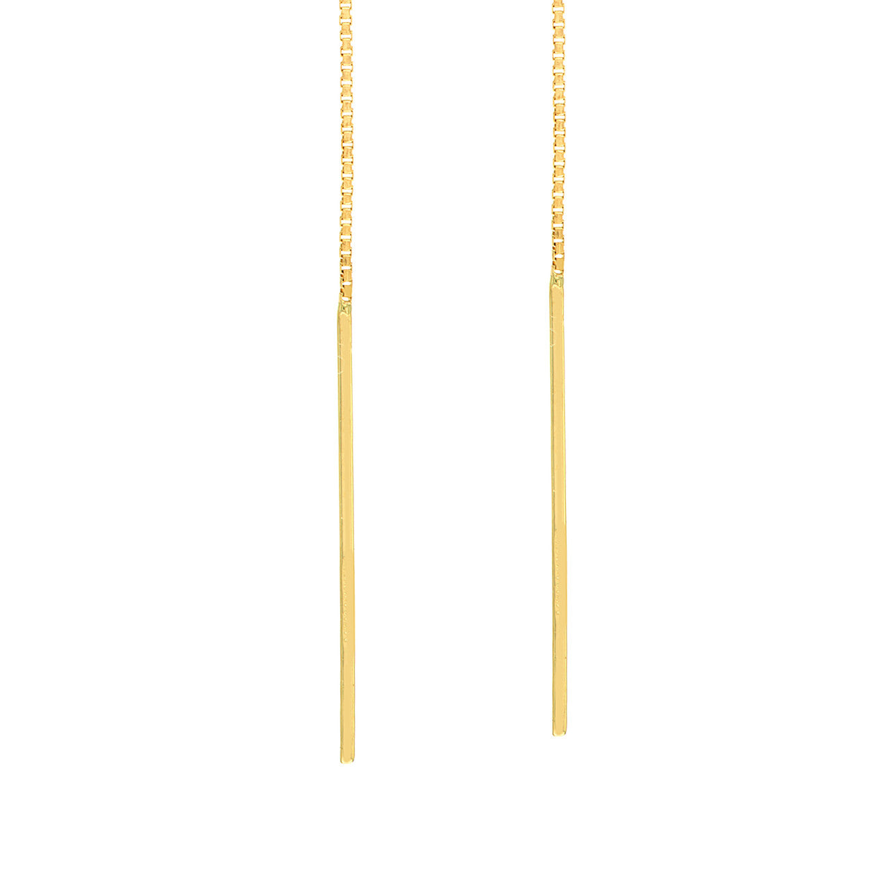 14K gold chain threader earrings, detail view