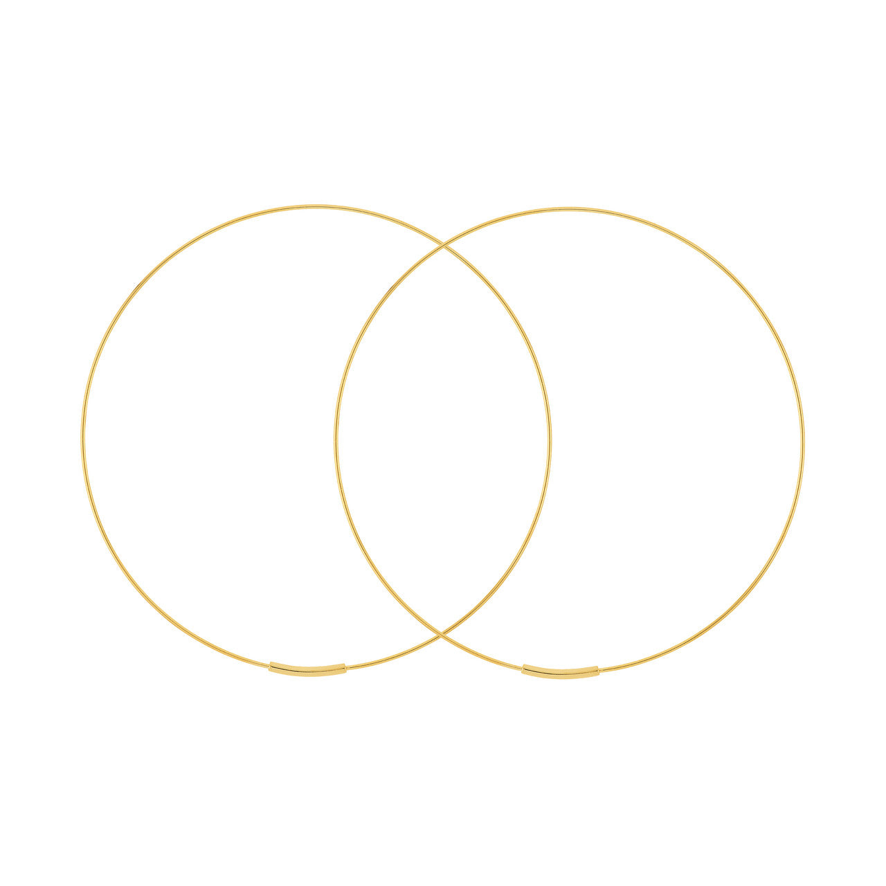 14K yellow gold endless wire hoop earrings, minimalist everyday design