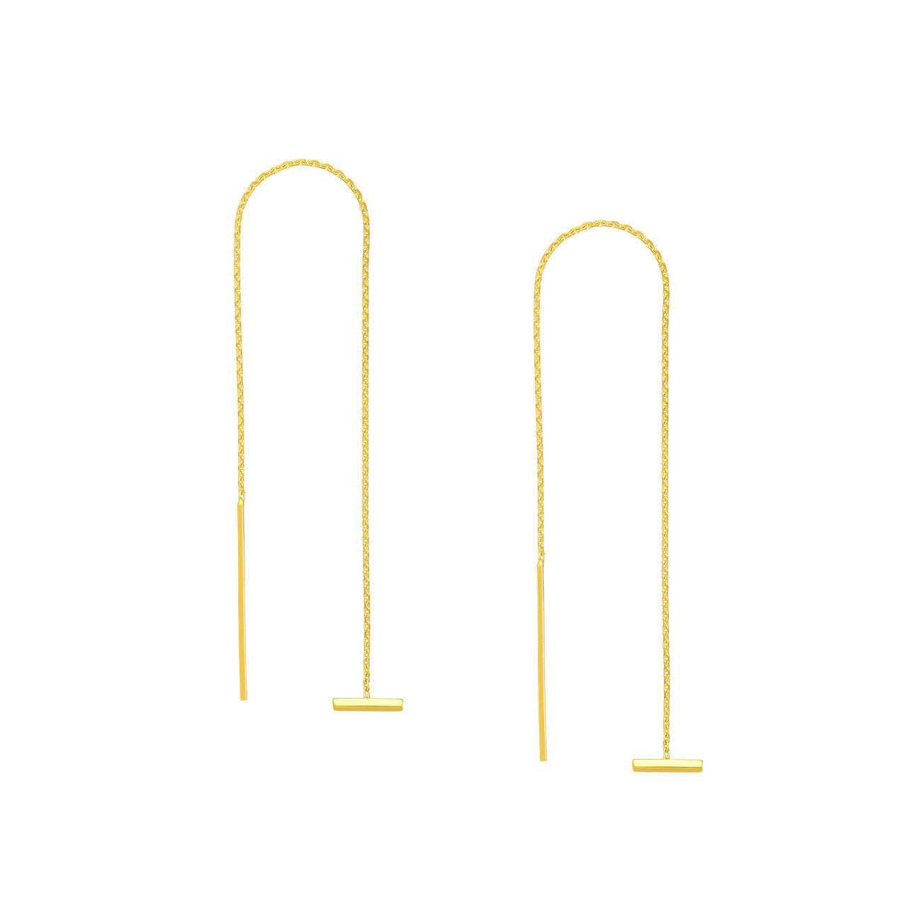 Gold bar drop earring