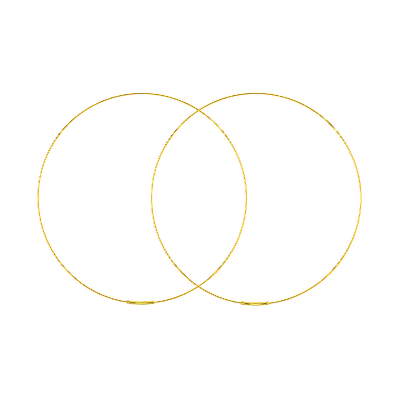 14K gold endless wire hoop earrings, polished finish, close-up