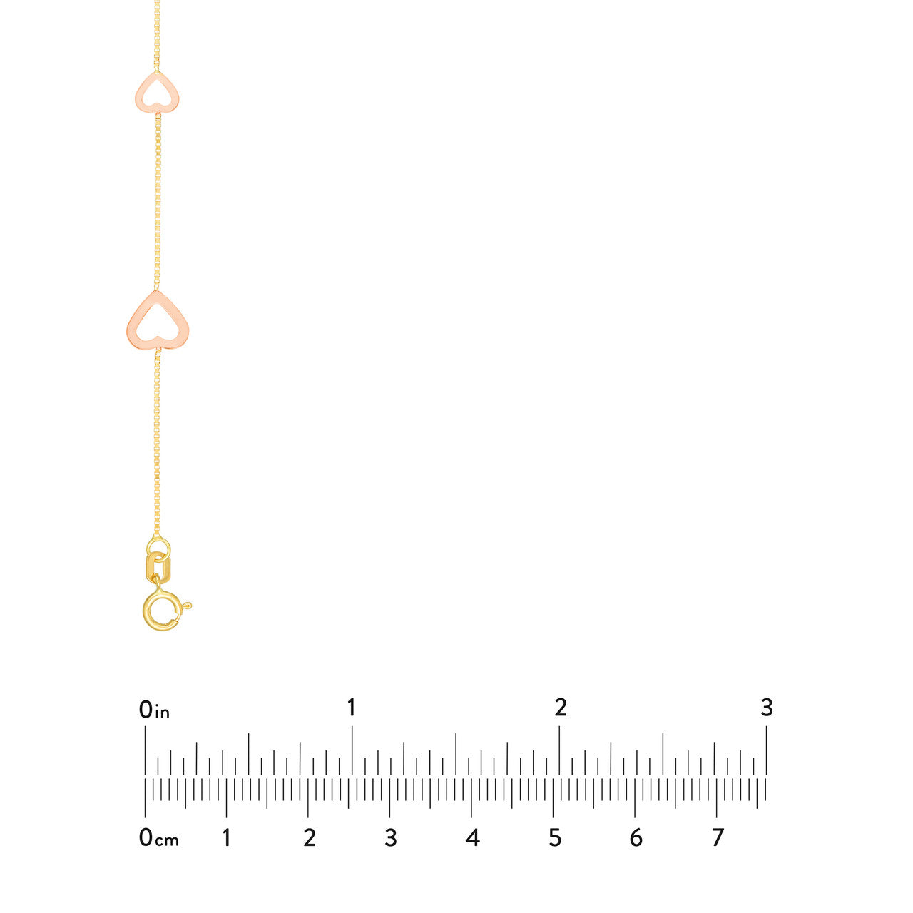 Two-Tone Open Heart on Box Chain Necklace size