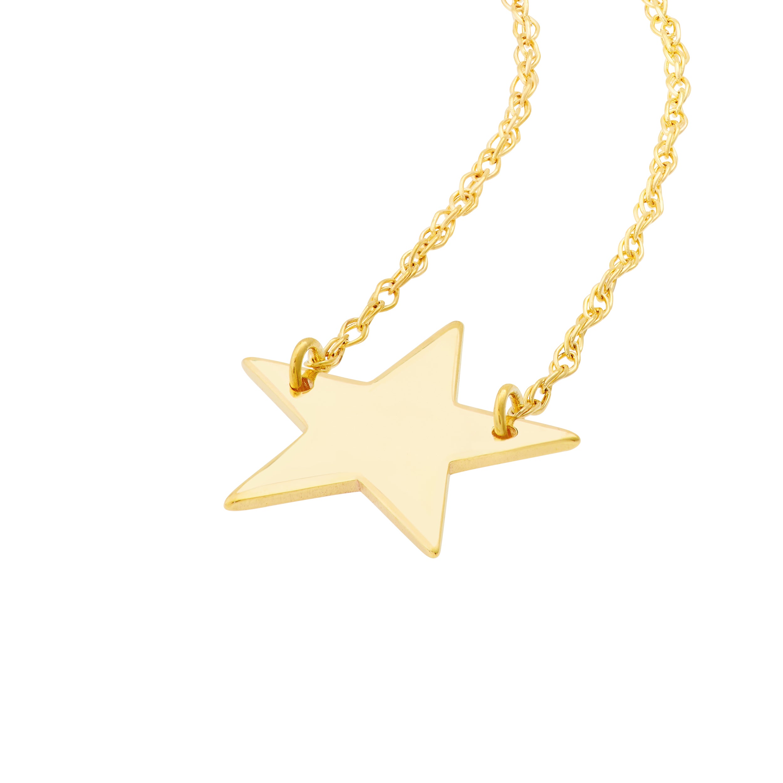 14K gold star necklace, detail view