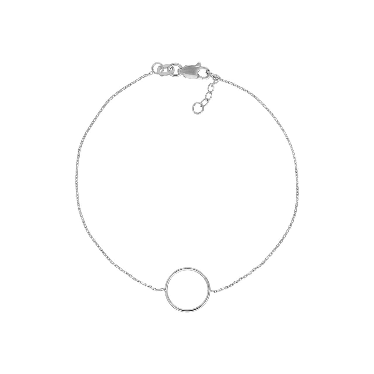 14K gold circle harmony bracelet, polished finish, close-up