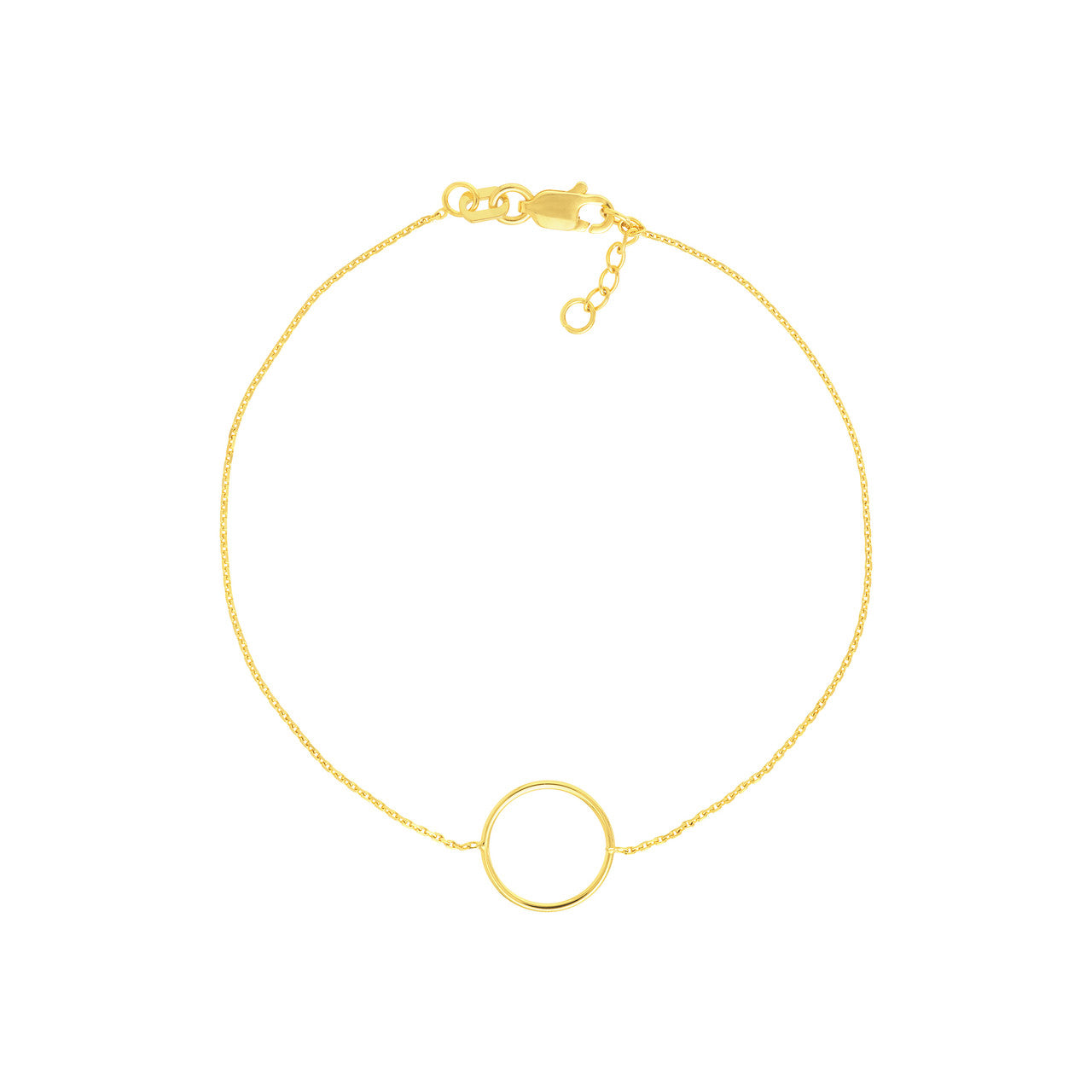 14K gold circle harmony bracelet with interlocking circles, everyday design