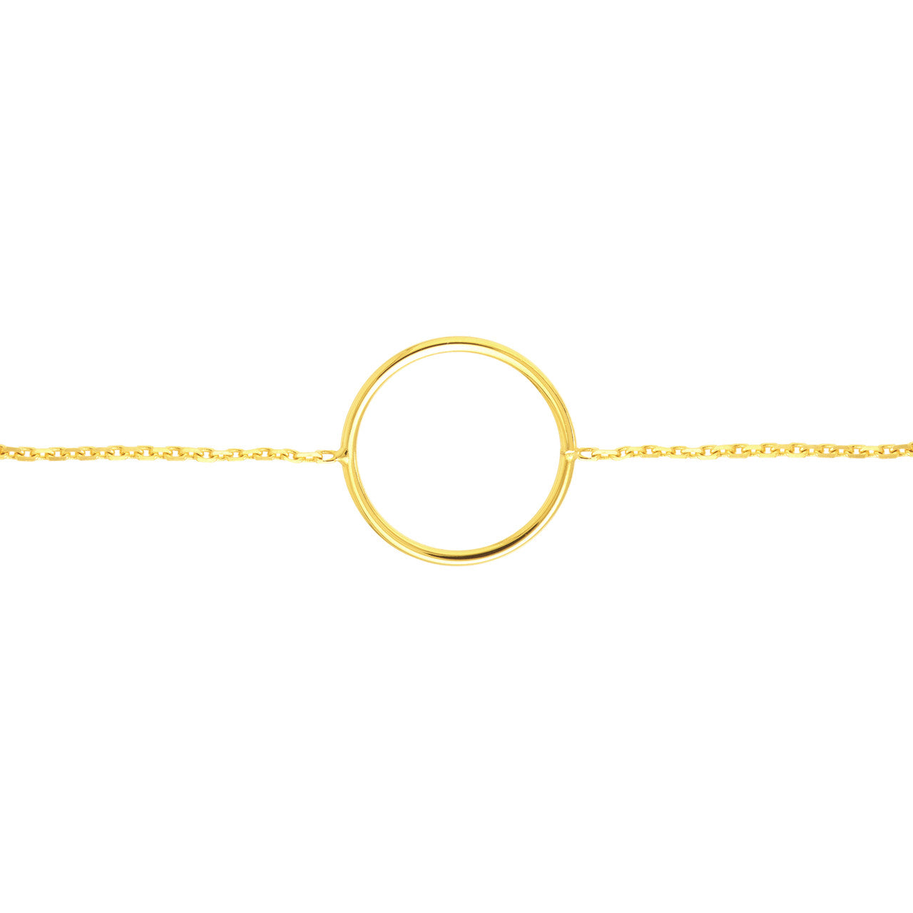 14K gold circle harmony bracelet, delicate interlocking circle detail