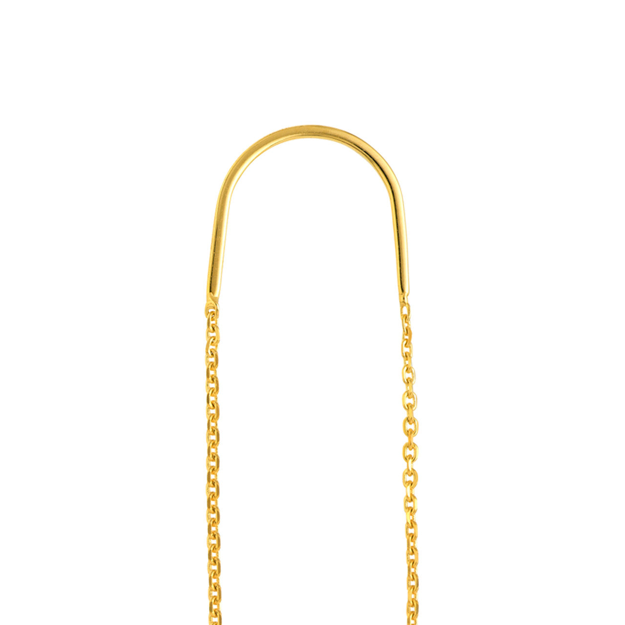 14K yellow gold circle glide threader earrings, modern design