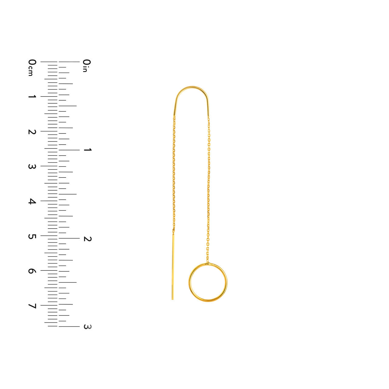 14K gold circle glide threader earrings, alternate view