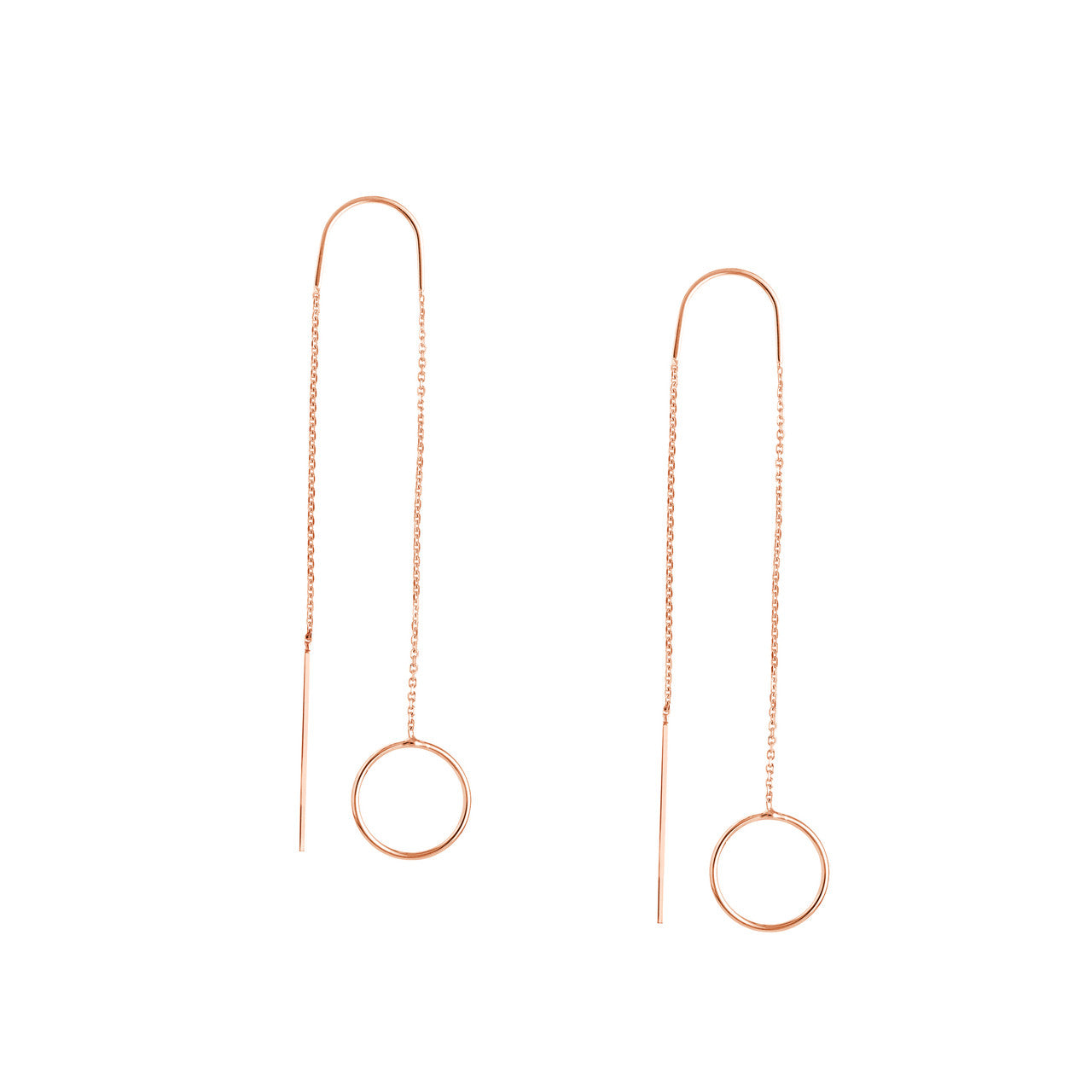 14K rose gold circle drop glide earrings