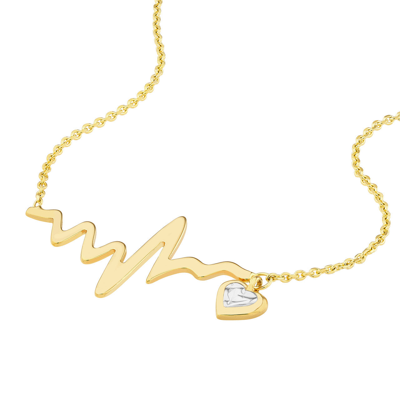 14K gold endless heart drop necklace, alternate view