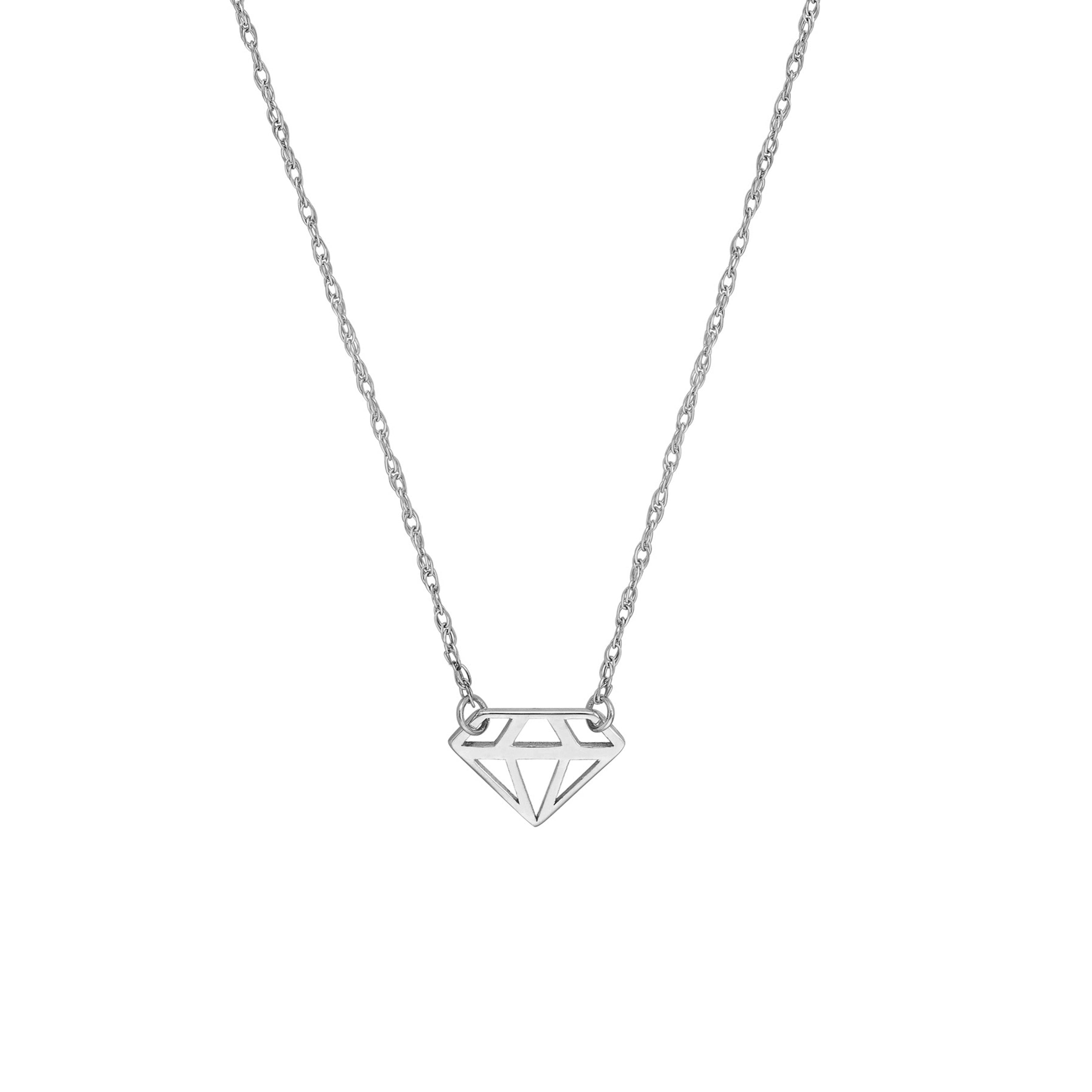 14K gold diamond-shaped adjustable necklace, front view