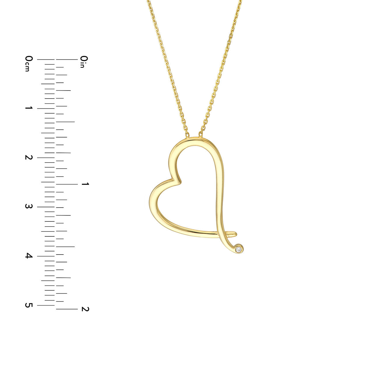 Tilted Open Heart Adjustable Necklace size guide