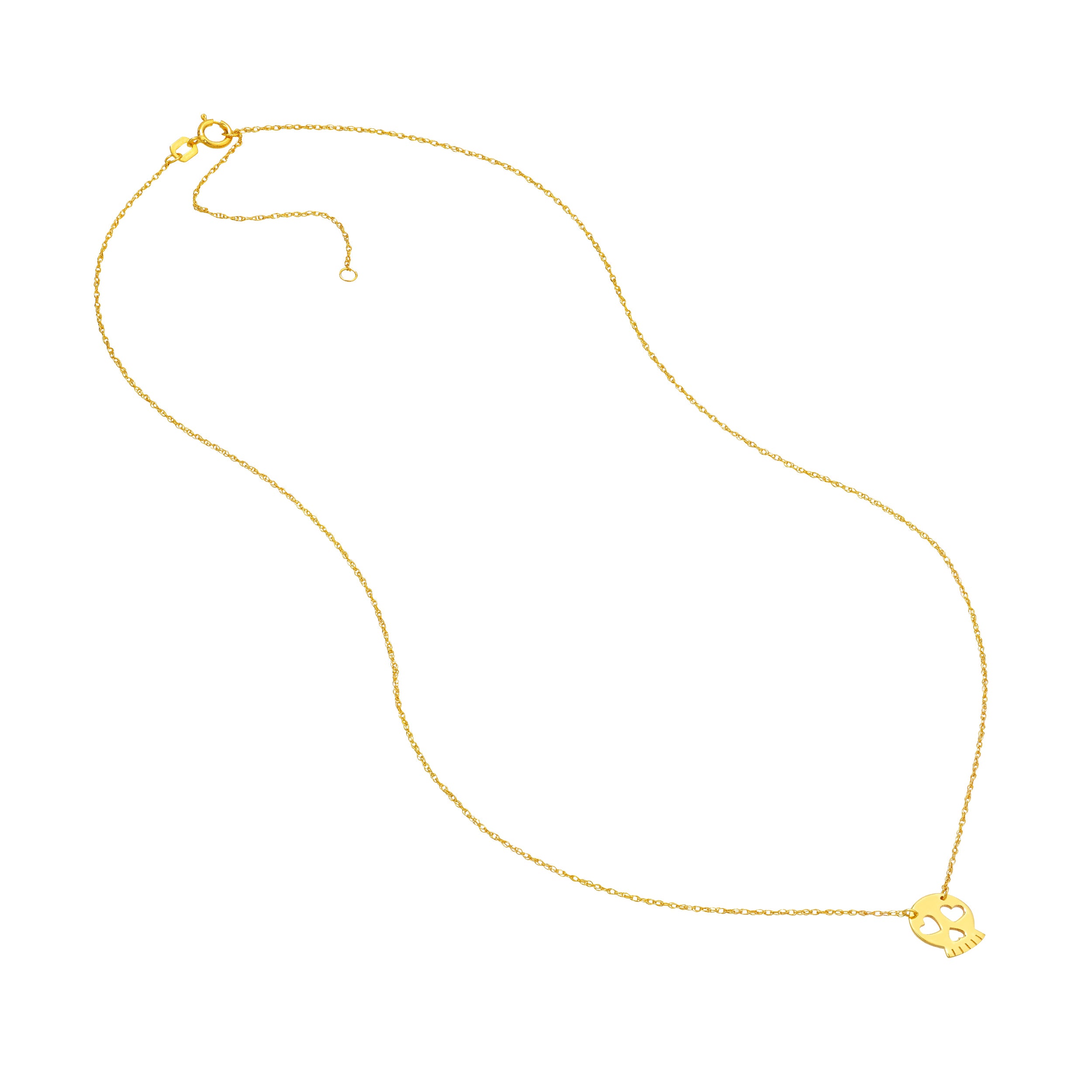 14K gold mini sugar skull adjustable necklace, alternate view