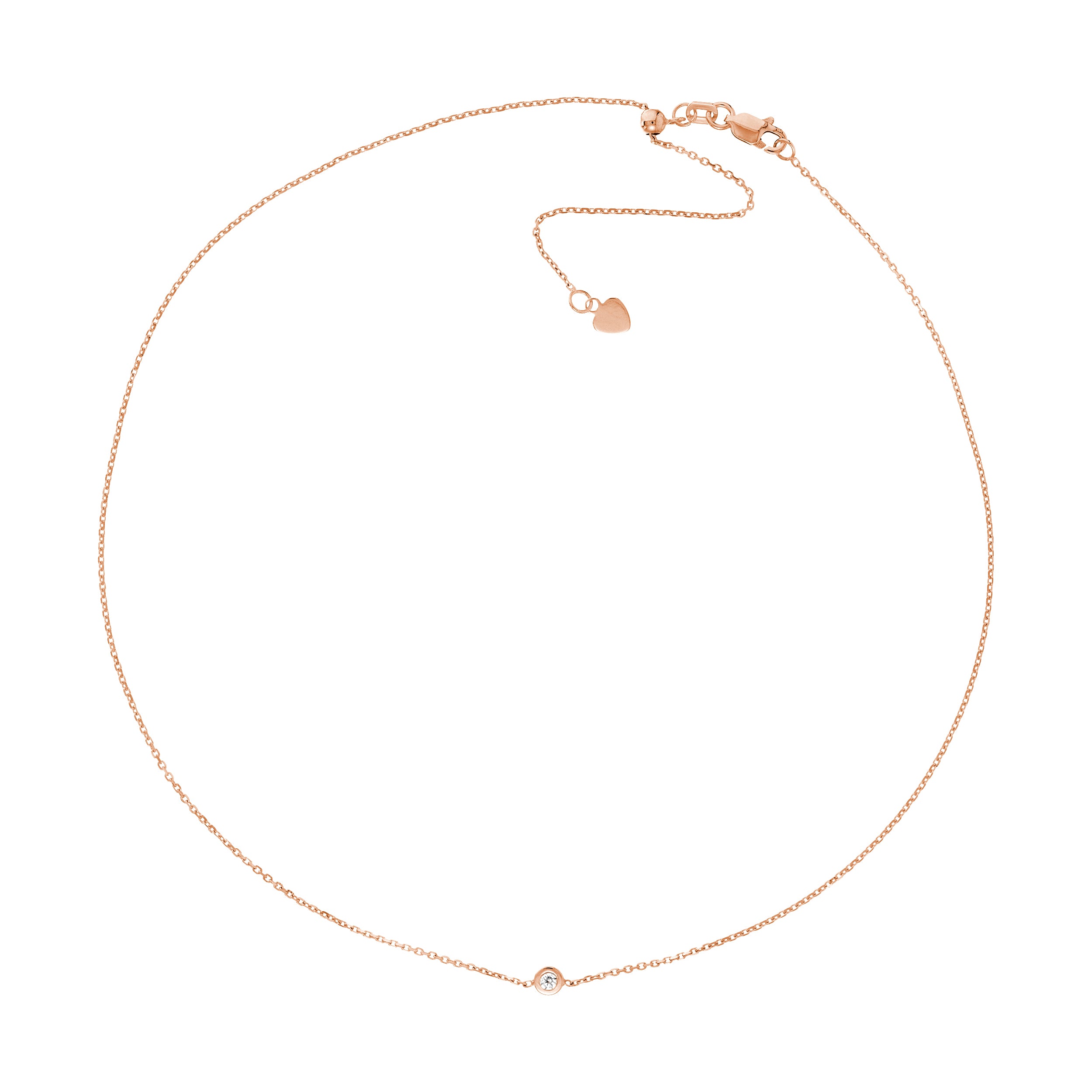 14K gold bezel set diamond choker, second alternate view