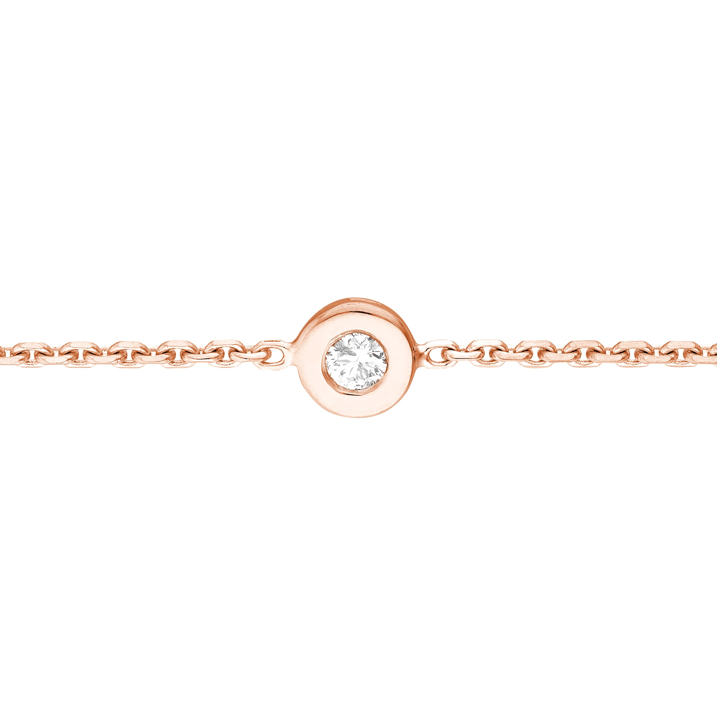 14K gold bezel set diamond choker, chain detail