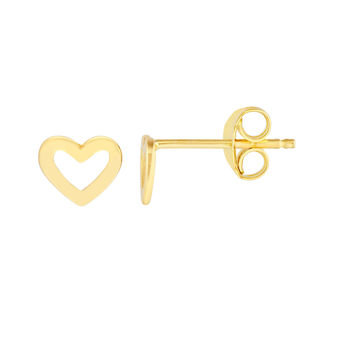 14K gold cutout heart shaped stud earrings