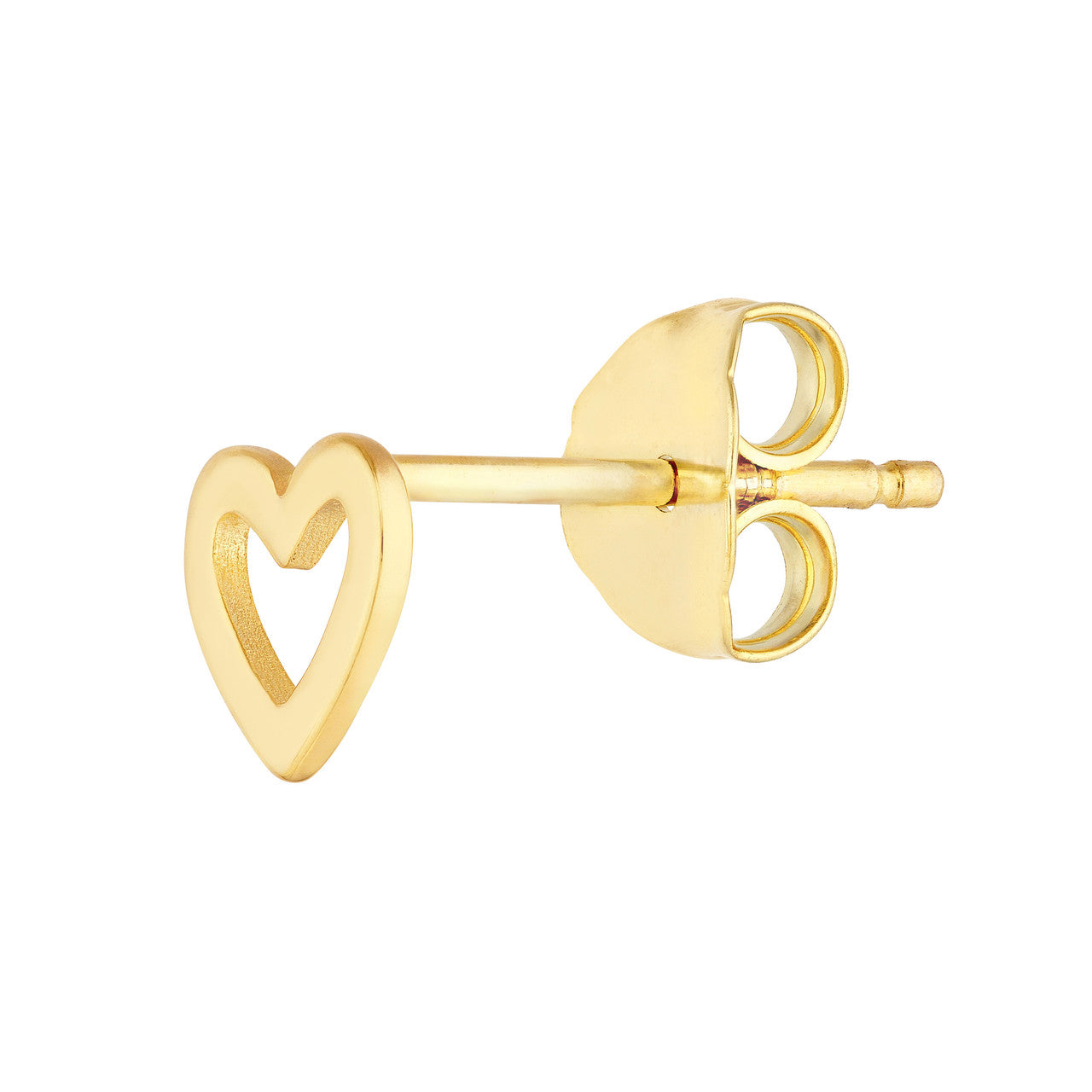 14K gold cutout heart shaped stud earrings, alternate view