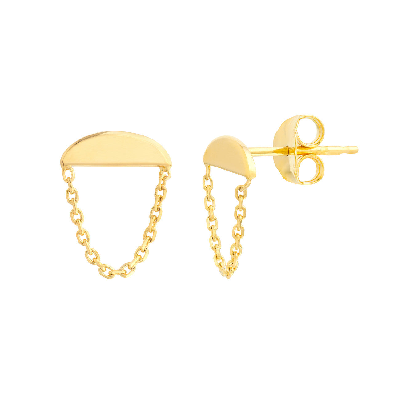 Sunrise Stud Earrings with Chain Drape