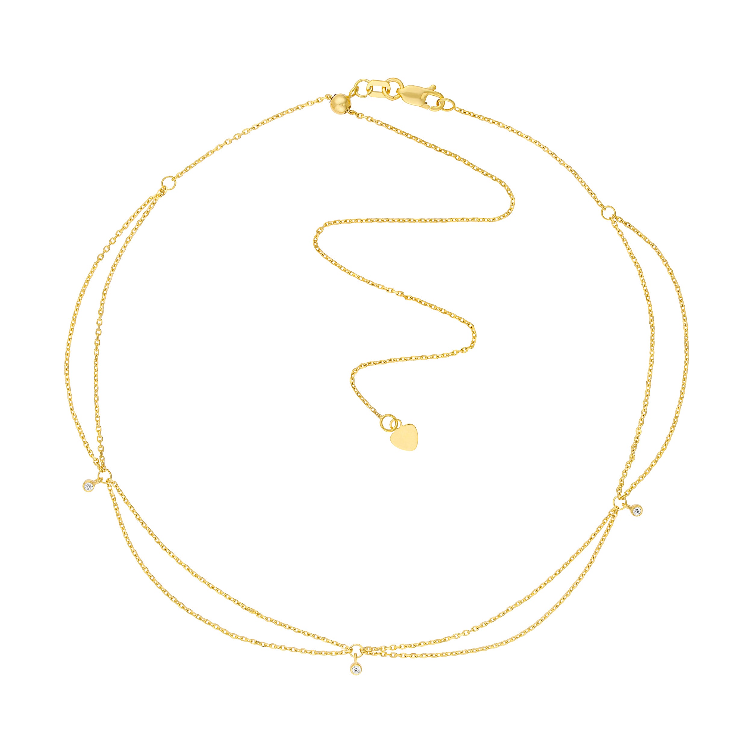 14K gold diamond chain drape choker